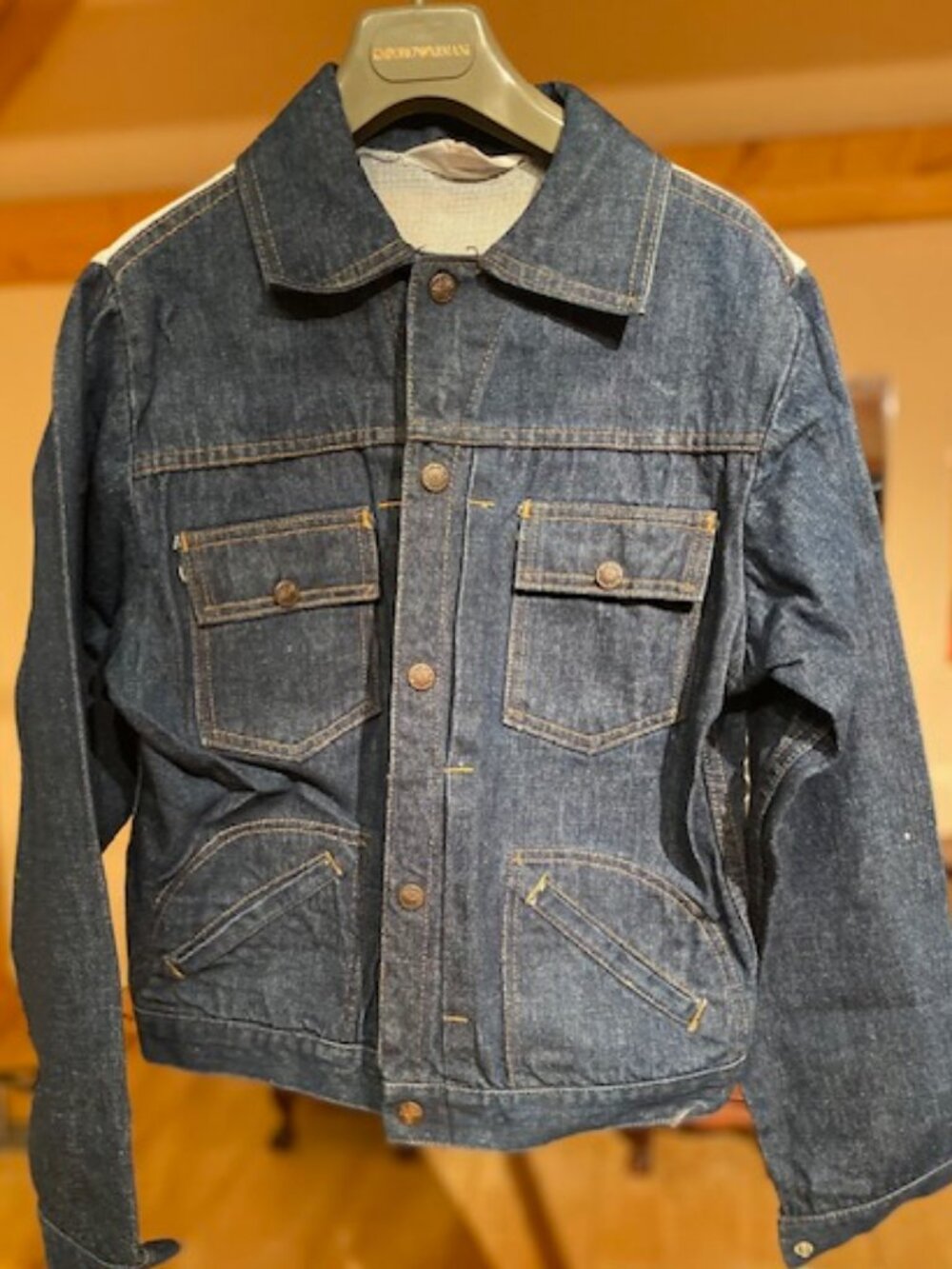 NEW VTG 70's Slantzi-Craft Denim Jacket StoweVT Needlework Art 12 hole interlock